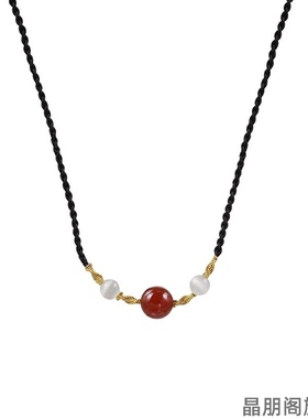 仿玛瑙挂绳男女绿幽灵翡翠玉器水晶吊坠手工编织项链绳红绳