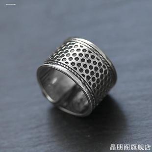 十字绣加厚祥云老式顶针可调节防滑复古护指神器仿银做针线手工