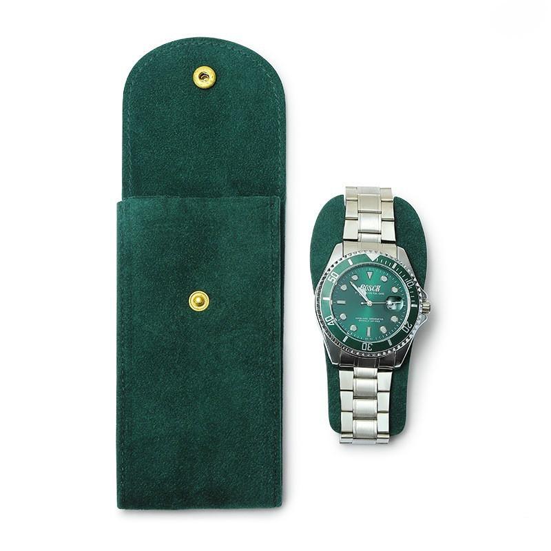 推荐加厚珠粒绒金属按扣手表袋便携袋子包装袋子戒指礼品袋墨绿色