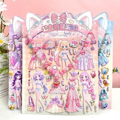 儿童泡泡贴纸带项链创意儿童奖励贴泡泡贴装扮贴立体贴女孩换装贴