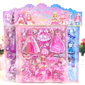 双层女孩公主换装 贴纸儿童穿衣服贴画立体海绵泡泡贴玩具贴贴纸