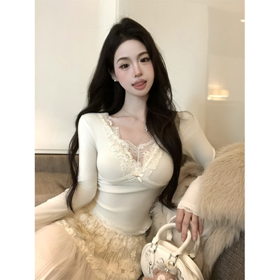 大码女装纯欲辣妹蕾丝打底衫