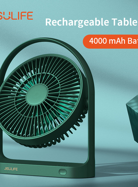 JISULIFE Table Fan Mini USB Strong Wind Rechargeable Desk