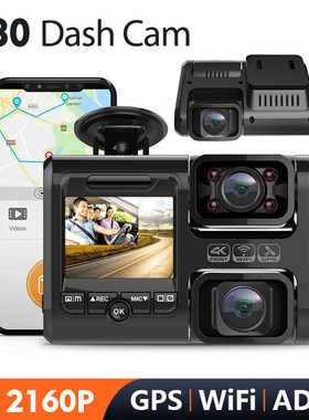 4K Dual Lens Car DVR Camera Night Vision Carcorder WiFi GPS