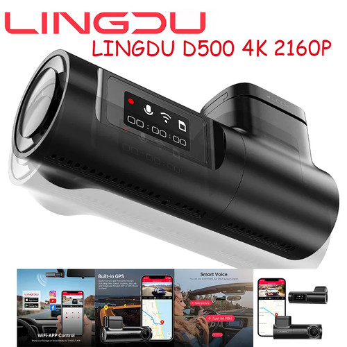 LINGDU Dash Cam 4K 2160P Car DVR WiFi GPS Voice Control 24H