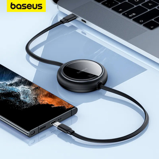 Baseus Retractable 100W USB C Cable 适用iPhone 15 Pro Max Fast Charger Type-C Cable For MacBook iPad