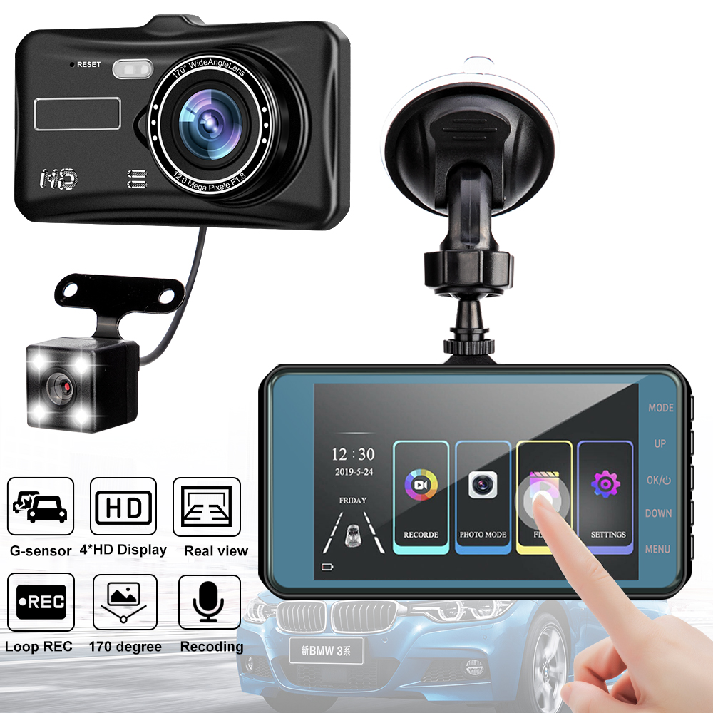 Car Video Recorder Dash Cam Dual Lens IPS Touch Screen 1080P