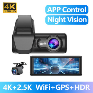 Dash Cam 4K Dual Lens Car DVR Night Vision GPS 24H Recording