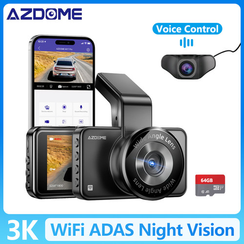 AZDOME Dash Cam M17Pro CarDVR ADAS Voice Control 24H Parking