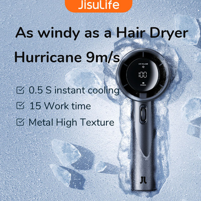 JISULIFE Mini Portable Hand Fan 100 Wind Speeds USB Battery