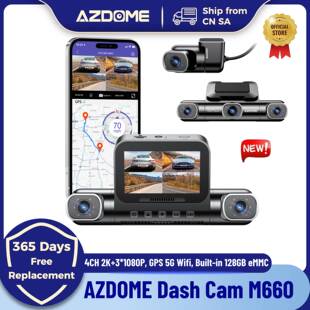 M660 AZDOME Wifi Dash DVR 4CH 1080P Car GPS 128G Cam