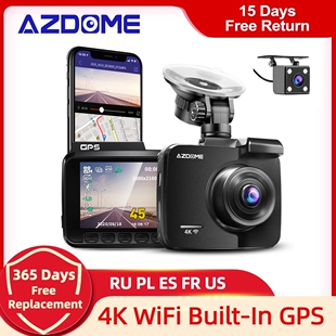 AZDOME GS63H Dash Cam Dual Lens 4K Car Camera DVR GPS WiFi