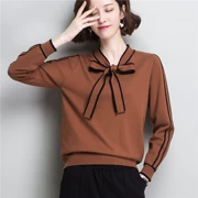 Áo len mùa thu mỏng cho nữ áo sơ mi tay dài chạm đáy 2019 áo sơ mi nữ phiên bản mới của Hàn Quốc áo len nữ - Áo len cổ chữ V