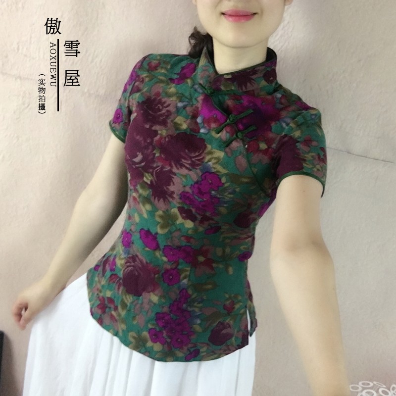 中国风棉麻女装短款改良修身旗袍上衣中式日常茶艺服套装唐装女夏