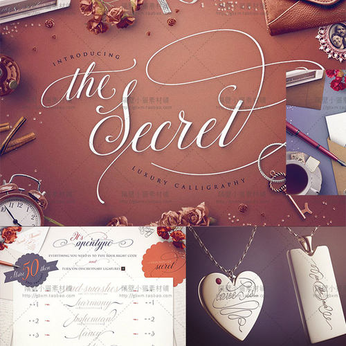 mac飘逸婚礼手写艺术英文字体 LOGO水印PS字体设计素材[FT248]