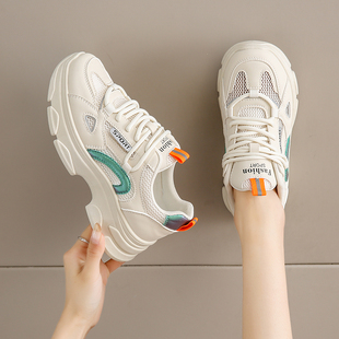 厚底增高5cm网鞋镂空小白鞋女款夏天网眼休闲网面透气运动休闲鞋