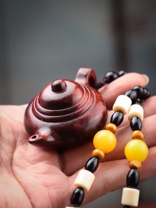 把把胡打麻将赢钱神器把把壶手把件小叶紫檀挂件茶壶汽车装饰品