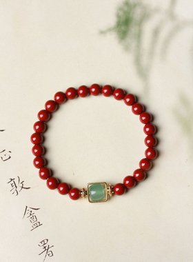 朱砂手串时来运转款女士手链6mm单圈佛珠手串送礼女朋友礼物情侣