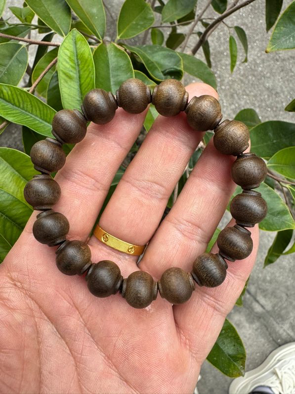 海南绿棋楠沉香手串12mm灯笼珠约15克男女士文玩佛珠手链花香药香