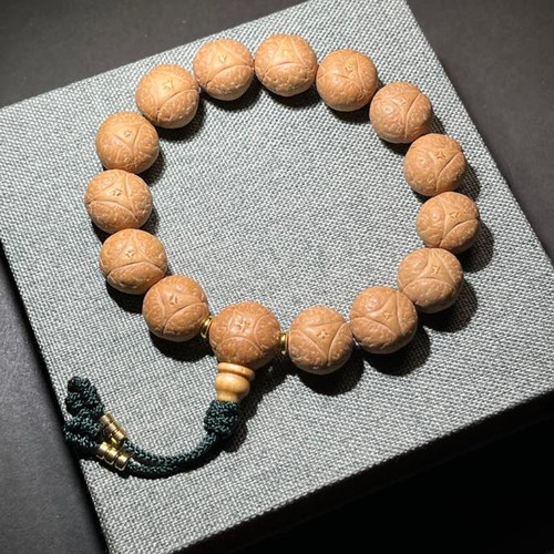 三角星龙眼菩提子手串16mm佛珠单圈手链配四星麒麟三通上手温润