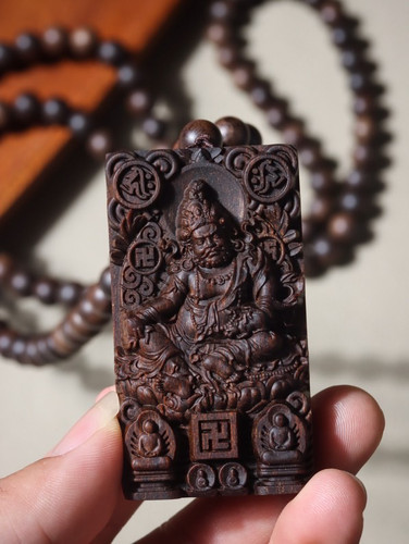 越南芽庄雷击木黑棋沉香手链0.8cm＊108颗佛珠项链黄财神挂件沉水