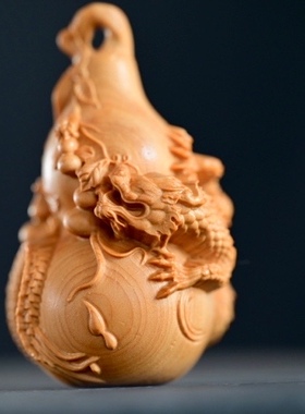 崖柏木雕盘龙戏珠文玩手把件汽车挂件饰品生肖龙摆件包包挂件男女