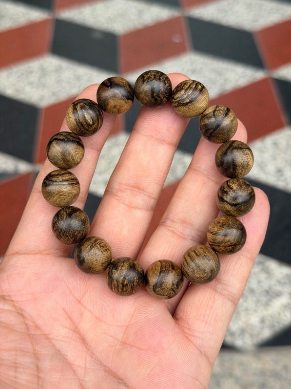 正区达拉干黑油料沉香手串1.4cm佛珠手链约21克男女文玩念珠药香