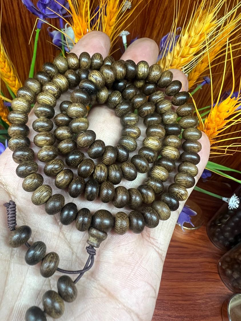 糖结芽庄白棋沉香手链沉水级4*7mm算盘珠约20克药片珠男女士项链