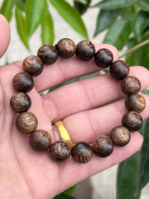 越南芽庄对眼金丝蜜结沉香手串1.2cm佛珠手链约18克男女念珠药香