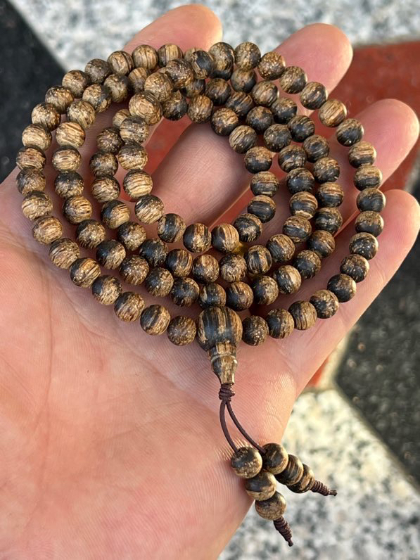 柬埔寨菩萨棋沉香手串0.6cm＊108颗佛珠手链约14克男女士念珠情感