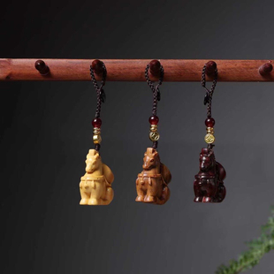 绿檀马上有钱钥匙扣黄金檀生肖马挂件非洲小叶紫檀马吊坠包包挂饰