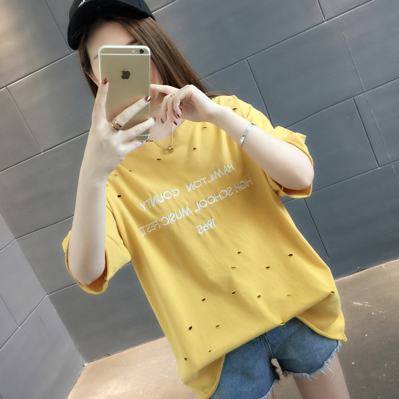 ïÎ¿ÕÆÆ¶´t-shirtÅ®º«°æÊ±Éг±Á÷¿íËÉÔ²Áì×ÖÄ¸ÍøºìÉÏÒÂinsÏÄװпî