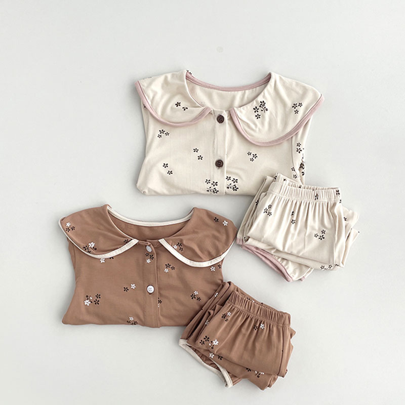 韩版儿童睡衣家居服peekaboo同款秋季碎花女童宝宝上衣裤子两件套