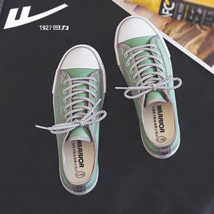 回力女鞋抹茶绿帆布鞋透气秋季反光运动鞋子女学生韩版百搭情侣款