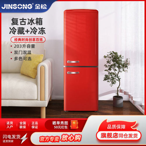 金松复古小型冰箱双门家用