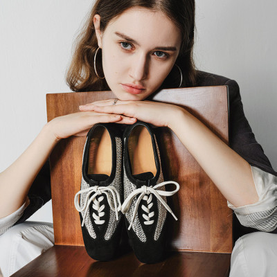 HIDEMI复古德训鞋女通勤磨砂皮