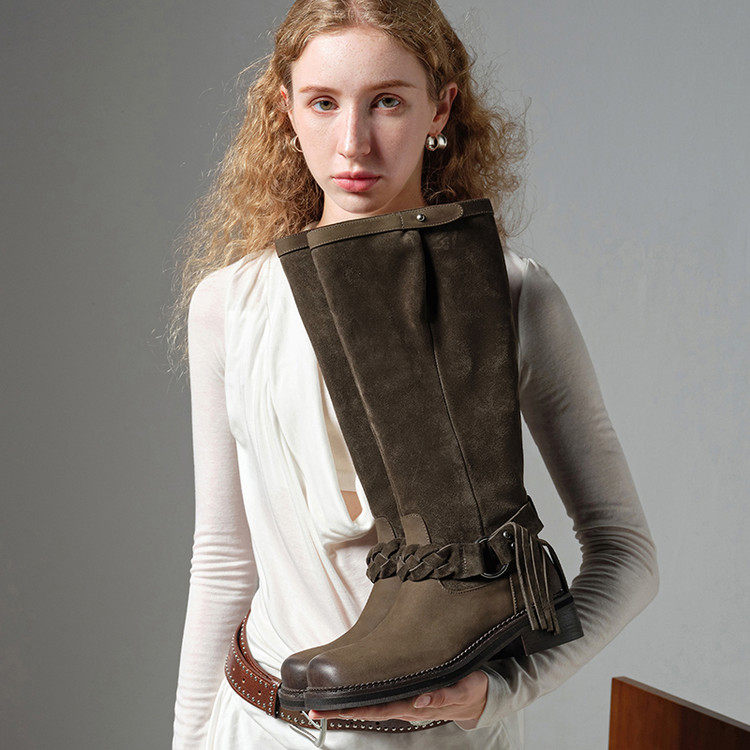 废土风甜酷大筒围骑士靴女秋冬