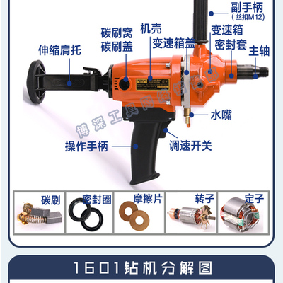 博深1601无水封钻机配件空调孔