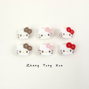 针织猫咪发夹宝宝碎发小夹子儿童头饰婴儿包布夹胎毛夹发饰不伤发