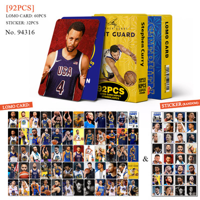 库里自制小卡60张照片32枚小贴纸片手账贴纸双面LOMO卡体育篮球