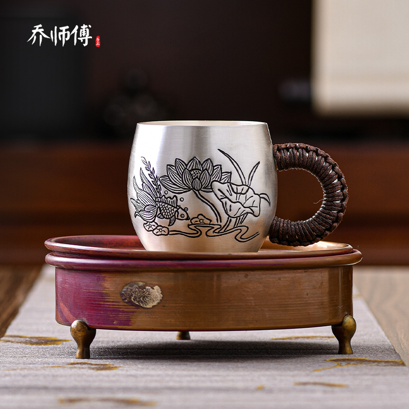 大容量银杯手工雪花品茗杯