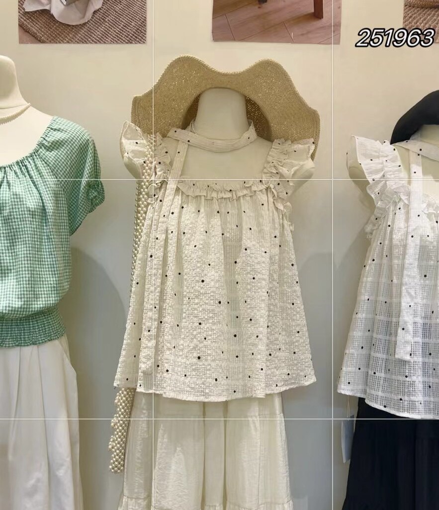 2026夏季新款韩版甜美波点木耳边飘带衬衫女上衣百搭显瘦小衫