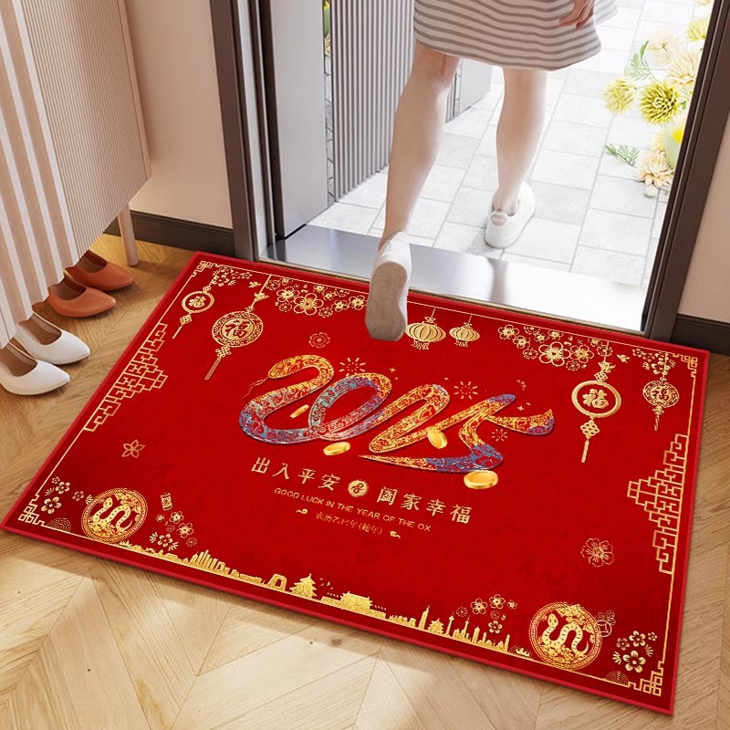 2025年新年地垫入户门垫蛇年进门垫门口进门脚垫入户门垫红色蛇年