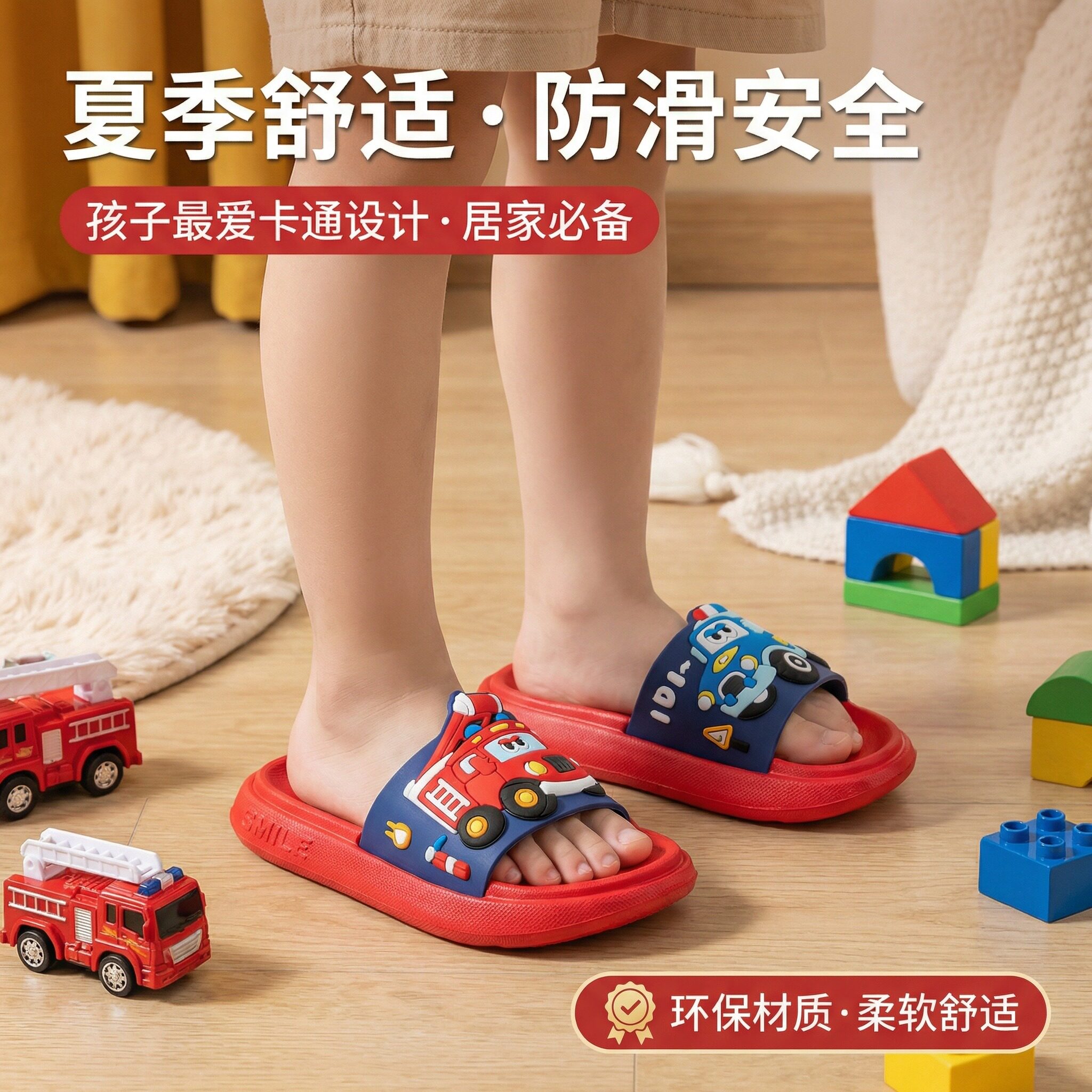 汽车儿童拖鞋男童夏季2026新款eva防滑防臭室内家居宝宝小孩凉拖
