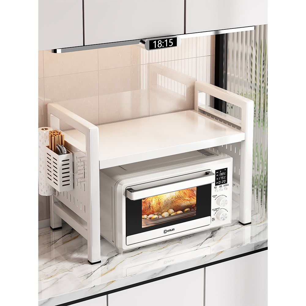 德国进口厨房台面微波炉架子多功能家用烤箱双层可伸缩收纳置物架