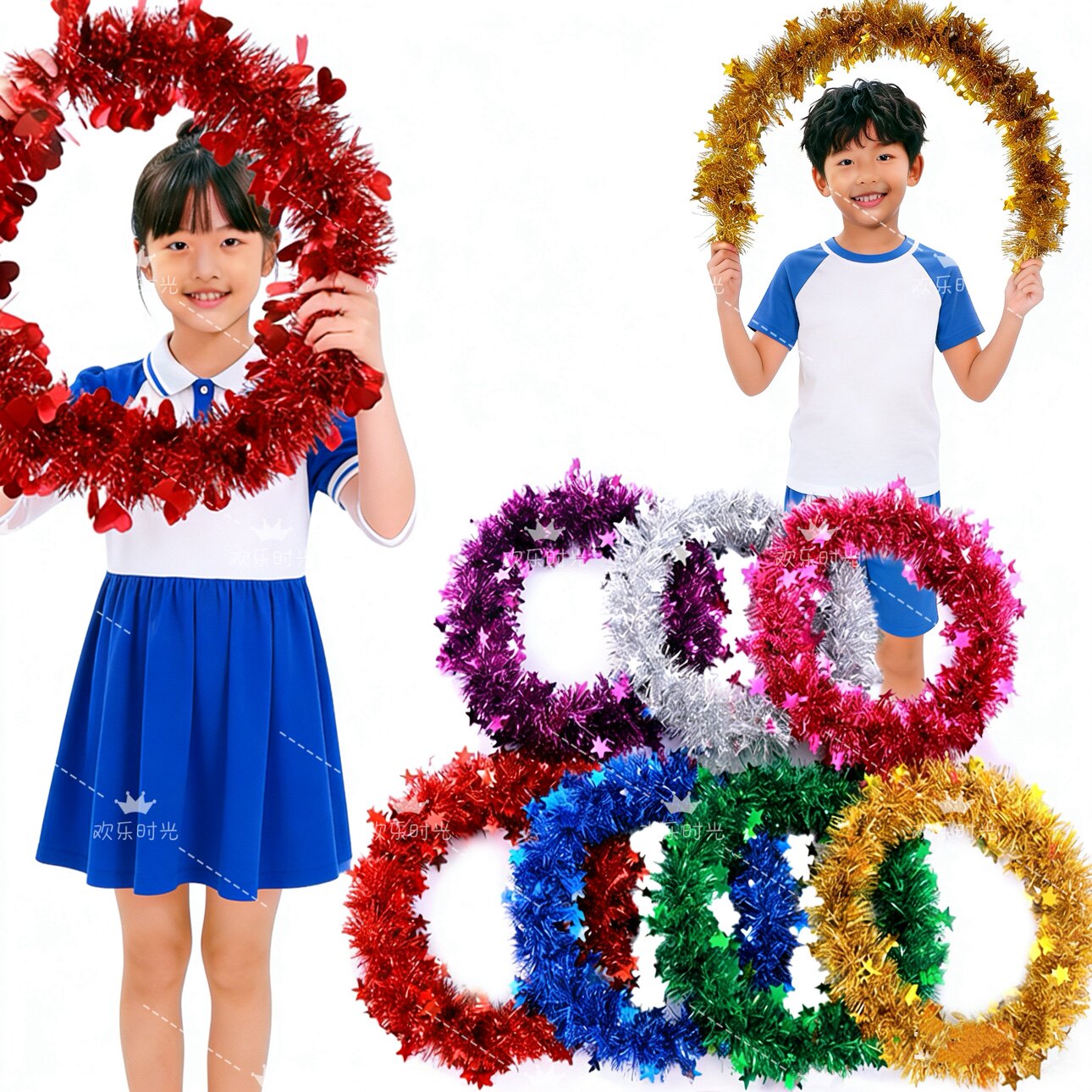 硬圈亮丝亮金圆形花环运动会开幕式幼儿园课间舞蹈体操器械操道具