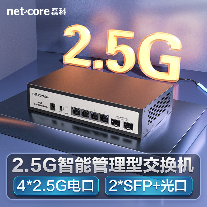 磊科2.5G交换机4/8网口+10G万兆SFP光口兼容千兆家用W