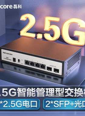 磊科2.5G交换机4/8网口+10G万兆SFP光口兼容千兆家用WEB管理型监控网线高速NAS即插即用可放弱电箱机架式GS6