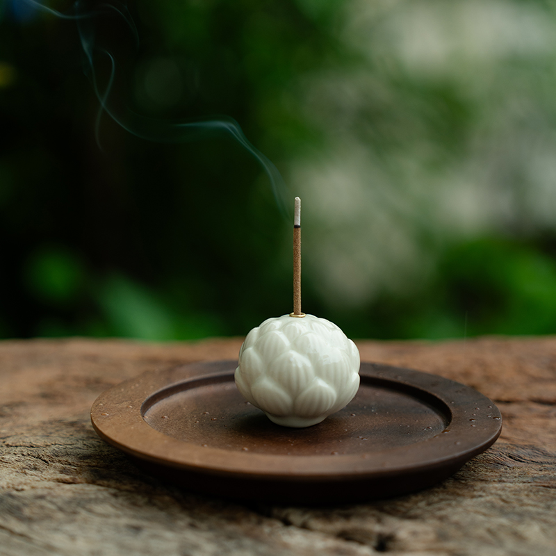 复古陶瓷莲花香插香座线香炉