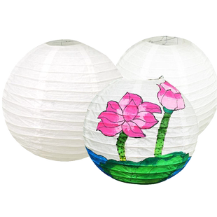 儿童绘画白色灯笼端午节纸灯笼diy涂色幼儿园材料直径20/25/30cm